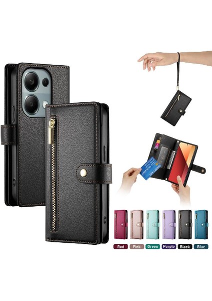 Xiaomi Poco M6 Pro Bilek Kayışı Kickstand Cüzdan Bölmesi Için Flip Case (Yurt Dışından) fırsatları