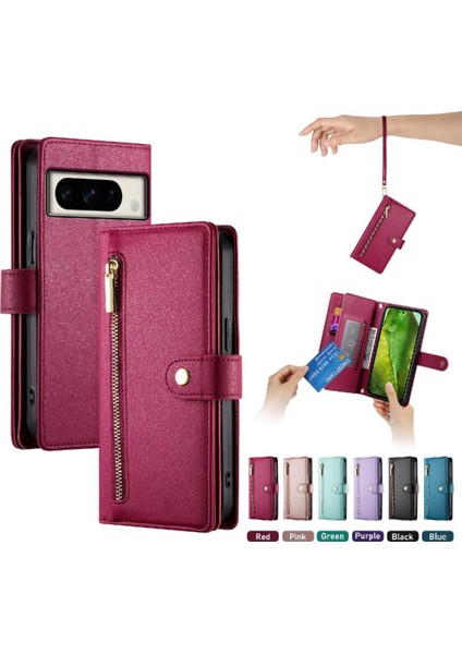 Google Piksel 8A Cüzdan Bölmesi Bilek Kayışı Kart Yuvaları Için Flip Case (Yurt Dışından)
