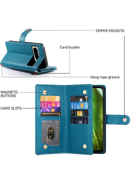 Google Piksel 8A Cüzdan Bölmesi Bilek Kayışı Kart Yuvaları Için Flip Case (Yurt Dışından)