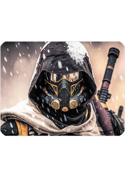 40X30CM Gaming Oyuncu Mousepad Kaymaz Kauçuk Taban Dikişli Kenar Samuray Robot MP034030