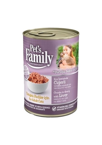 Pets Family Ciğerli Konserve Yetişkin Kedi Maması 400 gr x 12 Kutu Bir Koli