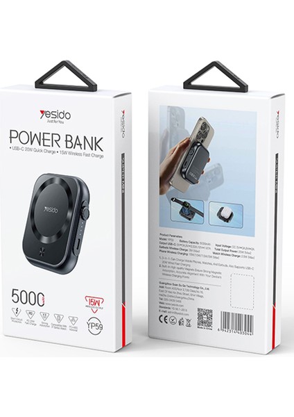 5.000 Mah 3in1 20W Type-C Çıkışlı 15W Kablosuz Şarj Pd Hızlı Şarj Magsafe Powerbank
