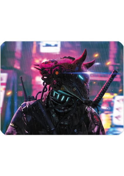 40X30CM Gaming Oyuncu Mousepad Kaymaz Kauçuk Taban Dikişli Kenar Cyberpunk Samurai MP054030