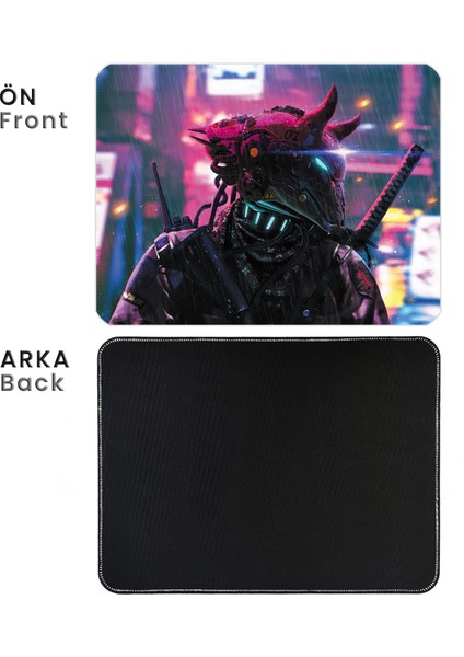 40X30CM Gaming Oyuncu Mousepad Kaymaz Kauçuk Taban Dikişli Kenar Cyberpunk Samurai MP054030