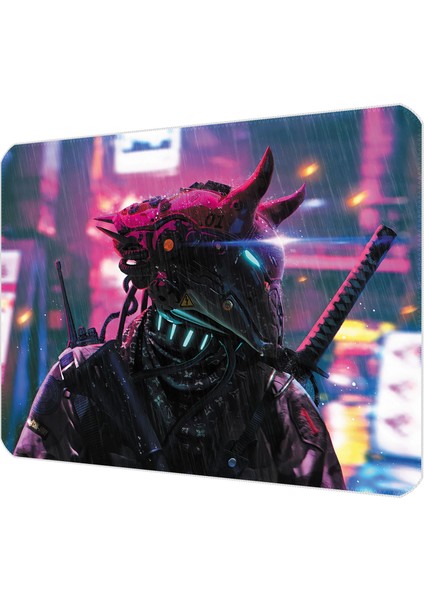 40X30CM Gaming Oyuncu Mousepad Kaymaz Kauçuk Taban Dikişli Kenar Cyberpunk Samurai MP054030