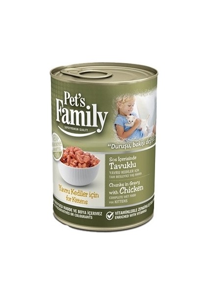 Pets Family Tavuklu Konserve Yavru Kedi Maması 400 gr x 12