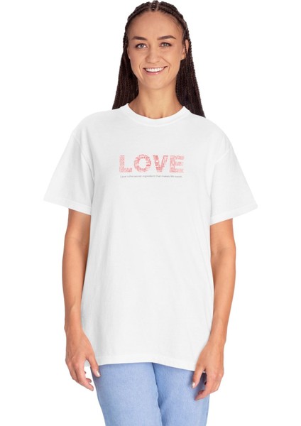 Love Baskılı Kadın Oversize Pamuk Tişört modelleri