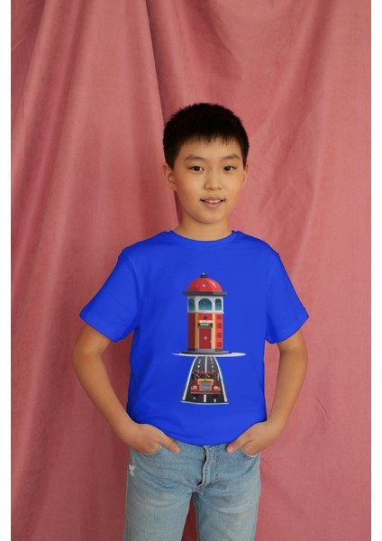 Erkek Çocuk %100 Pamuk Premium Itfaiye Binası Baskılı Kısa Kol T-Shirt modelleri
