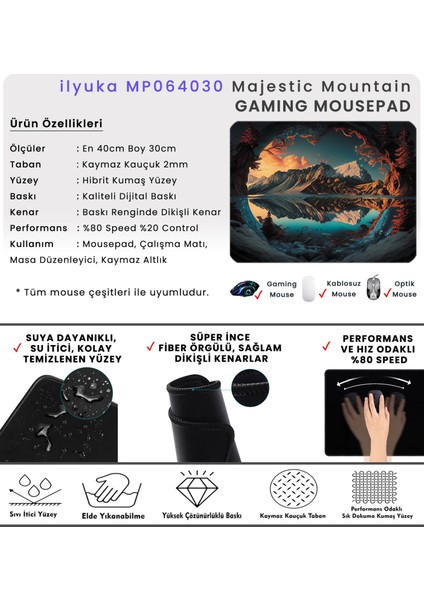 40X30CM Gaming Oyuncu Mousepad Kaymaz Kauçuk Taban Dikişli Kenar Majestic Mountain MP064030 indirimleri