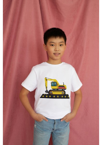 Erkek Çocuk %100 Pamuk Premium Iş Makinesi Baskılı Kısa Kol T-Shirt modelleri