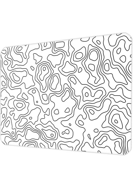 40X30CM Gaming Oyuncu Mousepad Kaymaz Kauçuk Taban Dikişli Kenar White Topography Map MP074030