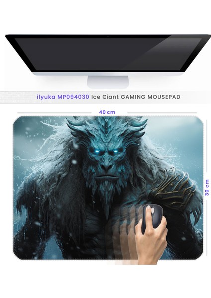 40X30CM Gaming Oyuncu Mousepad Kaymaz Kauçuk Taban Dikişli Kenar Ice Giant MP094030