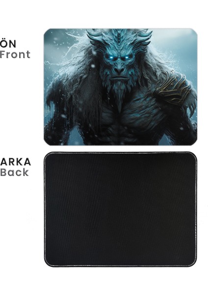 40X30CM Gaming Oyuncu Mousepad Kaymaz Kauçuk Taban Dikişli Kenar Ice Giant MP094030