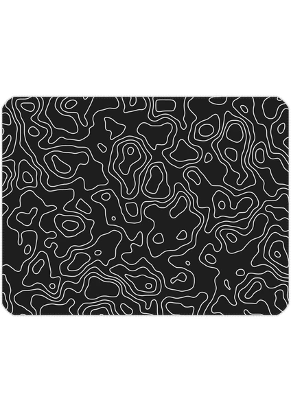 40X30CM Gaming Oyuncu Mousepad Kaymaz Kauçuk Taban Dikişli Kenar Black Topography Map MP104030