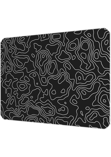 40X30CM Gaming Oyuncu Mousepad Kaymaz Kauçuk Taban Dikişli Kenar Black Topography Map MP104030