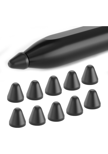 Xiaomi Akıllı Kalem Için 10 Adet Yumuşak Silikon Kalem Ucu Kapağı Dokunmatik Ekran Stylus Kalem Ucu Kol-Siyah (Yurt Dışından)
