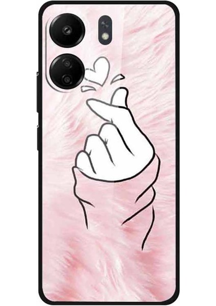 Xiaomi Redmi 13C 4g Kılıf Desen Baskı Temperli Cam Cep Telefonu Kapağı-Parmak Kalp Için (Yurt Dışından)
