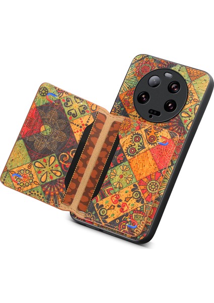Xiaomi 13 Ultra Kılıf Kart Tutucu Kickstand Deri Arka Kapak Çiçek Desenli-Sonbahar/sarı (Yurt Dışından) fırsatları