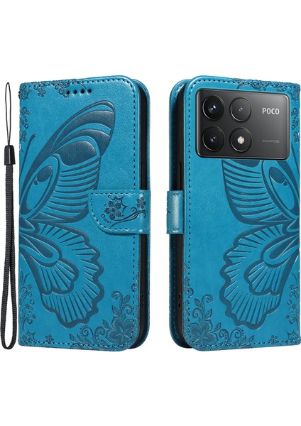 Xiaomi Redmi K70 5g Kılıf Cüzdan Standı Flip Deri Telefon Kapağı-Mavi (Yurt Dışından)