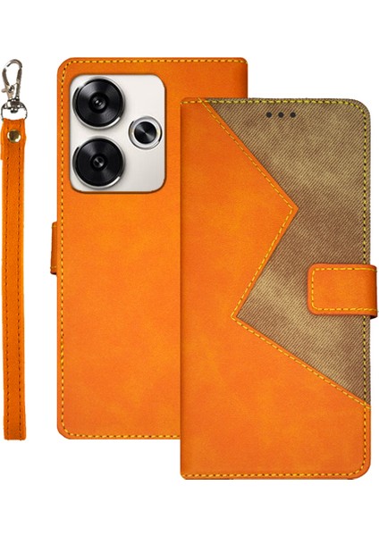 Ideweı Xiaomi Poco F6 5g Kılıf Kart Yuvaları Ekleme Renkli Deri Kapak-Sarı (Yurt Dışından)