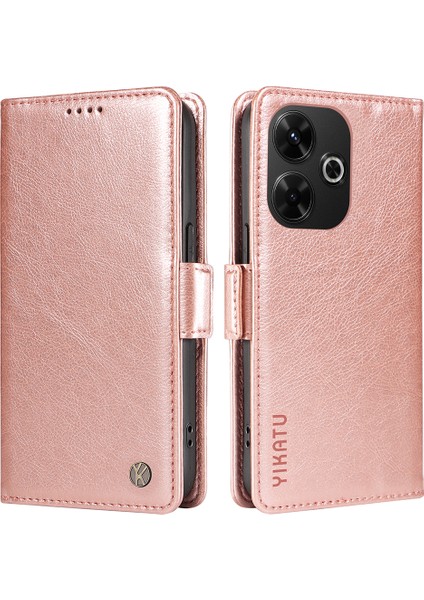 Yıkatu Xiaomi Redmi Için 13 5g/13 4g Anti-Scratch Pu Deri Halkalı Telefon Kılıfı Kılıfı Cüzdan Telefon Kapağı-Gül Altın (Yurt Dışından)