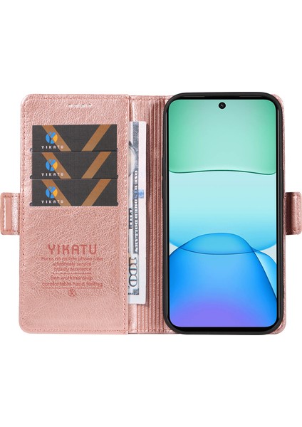 Yıkatu Xiaomi Redmi Için 13 5g/13 4g Anti-Scratch Pu Deri Halkalı Telefon Kılıfı Kılıfı Cüzdan Telefon Kapağı-Gül Altın (Yurt Dışından)