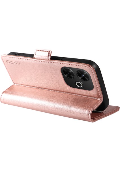 Yıkatu Xiaomi Redmi Için 13 5g/13 4g Anti-Scratch Pu Deri Halkalı Telefon Kılıfı Kılıfı Cüzdan Telefon Kapağı-Gül Altın (Yurt Dışından)