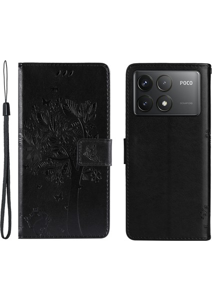 Baskı Çiçek Serisi Xiaomi Redmi K70 5g Deri Telefon Kılıfı-Siyah (Yurt Dışından)