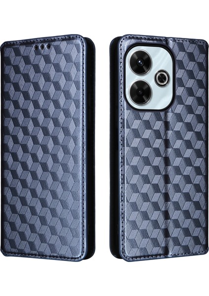 Xiaomi Redmi 13 5g/13 4g Kılıf Manyetik Kapatma Eşkenar Dörtgen Telefon Kapağı-Mavi Için (Yurt Dışından)