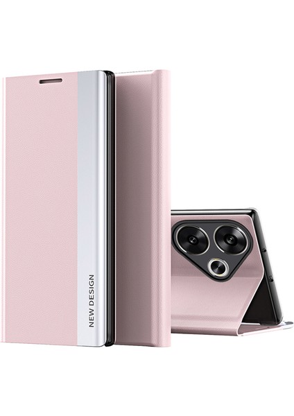 Xiaomi Poco F6 5g Kılıf Çizilmez Deri Standlı Telefon Kapağı-Pembe (Yurt Dışından)