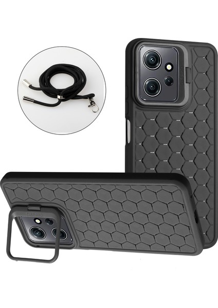 Xiaomi Redmi Için Not 12 4g Kılıf Isı Dağılımı Lens Çerçevesi Kickstand Tpu Telefon Kapağı ile Kordon-Siyah (Yurt Dışından) fiyatları