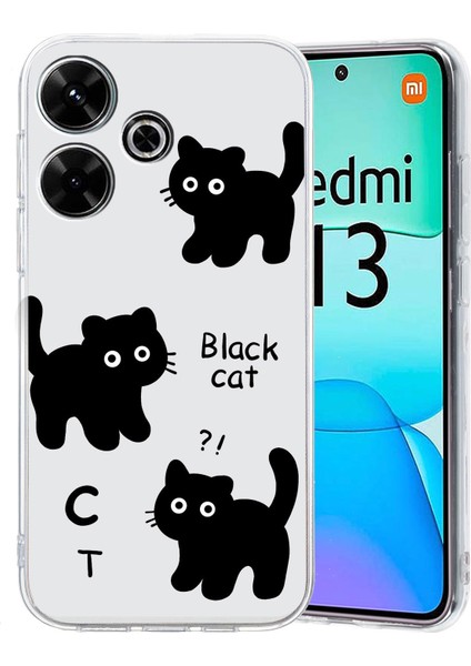Xiaomi Redmi Için 13 5g/13 4g Kılıf Esnek Tpu Cep Telefonu Kapak Desen Baskı-Siyah Kedi (Yurt Dışından)
