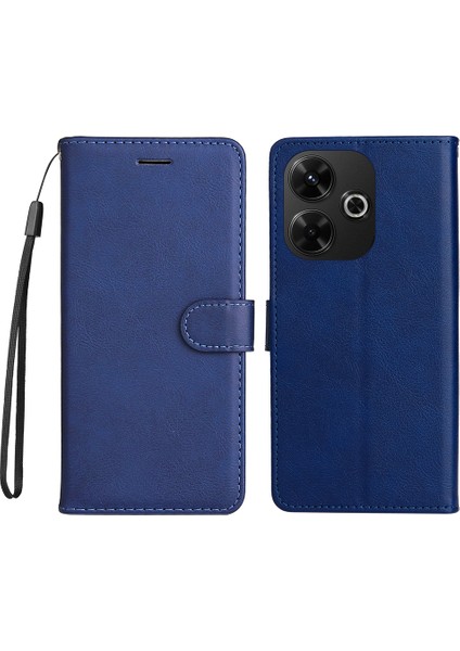 Deri Serisi Xiaomi Redmi 13 5g/13 4g Kılıf Pu Deri Cüzdan Standı Görünüm Telefon Kapağı-Mavi (Yurt Dışından)