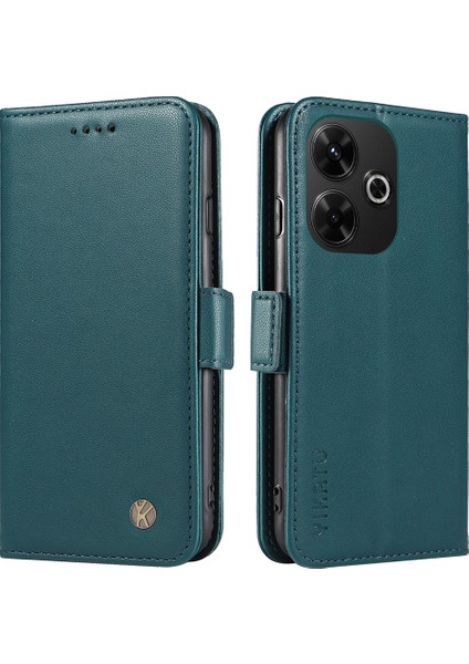 Yıkatu Xiaomi Redmi 13 5g/13 4g Cüzdan Kılıf Pu Deri Folyo Flip Telefon Kapağı-Yeşil (Yurt Dışından)