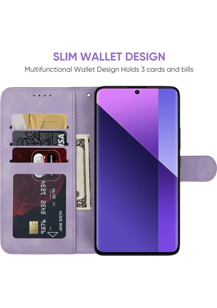 Xiaomi Redmi Note 13 Pro+5g Kılıf Cüzdan Standı Ten Dokunuşlu Deri Telefon Kapağı-Mor (Yurt Dışından) fırsatları