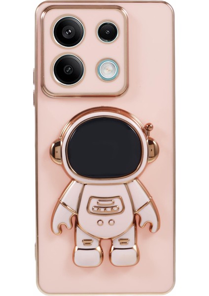 Xiaomi Redmi Için Not 13 5g Kılıf Galvanik Tpu Telefon Kapağı Astronot Katlanır Braket-Pembe (Yurt Dışından)