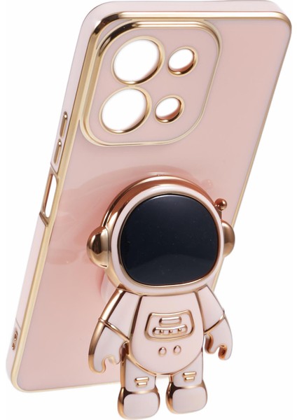 Xiaomi Redmi Için Not 13 5g Kılıf Galvanik Tpu Telefon Kapağı Astronot Katlanır Braket-Pembe (Yurt Dışından) modelleri