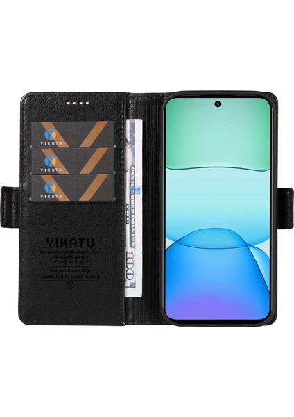 Yıkatu Xiaomi Redmi Için 13 5g/13 4g Anti-Scratch Pu Deri Halkalı Telefon Kılıfı Kılıfı Cüzdan Telefon Kapağı-Siyah (Yurt Dışından)
