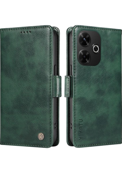 Yıkatu Xiaomi Redmi Için 13 5g/13 4g Anti-Scratch Pu Deri Halkalı Telefon Kılıfı Kılıfı Cüzdan Telefon Kapağı-Yeşil (Yurt Dışından)