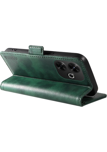 Yıkatu Xiaomi Redmi Için 13 5g/13 4g Anti-Scratch Pu Deri Halkalı Telefon Kılıfı Kılıfı Cüzdan Telefon Kapağı-Yeşil (Yurt Dışından)