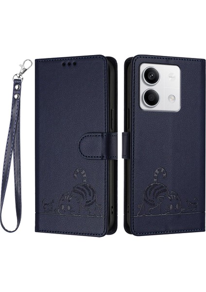 Yb Baskı Serisi-9 Xiaomi Redmi Not 13 5g Deri Kılıf Rfıd Engelleme Cüzdan-Safir (Yurt Dışından)