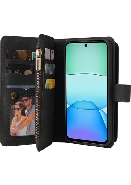 Çok Fonksiyonlu Serisi Xiaomi Redmi 13 5g/13 4g Telefon Kılıfı Fermuar Cüzdan Deri Stand Kapağı-Siyah (Yurt Dışından) fırsatları