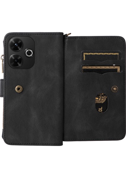 Çok Fonksiyonlu Serisi Xiaomi Redmi 13 5g/13 4g Telefon Kılıfı Fermuar Cüzdan Deri Stand Kapağı-Siyah (Yurt Dışından) indirimleri