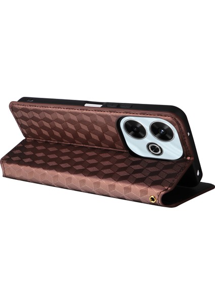 Xiaomi Redmi 13 5g/13 4g Kılıf Manyetik Kapatma Eşkenar Dörtgen Telefon Kapağı-Kahverengi (Yurt Dışından) fırsatları