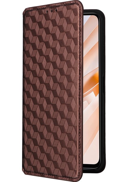 Xiaomi Redmi 13 5g/13 4g Kılıf Manyetik Kapatma Eşkenar Dörtgen Telefon Kapağı-Kahverengi (Yurt Dışından) indirimleri