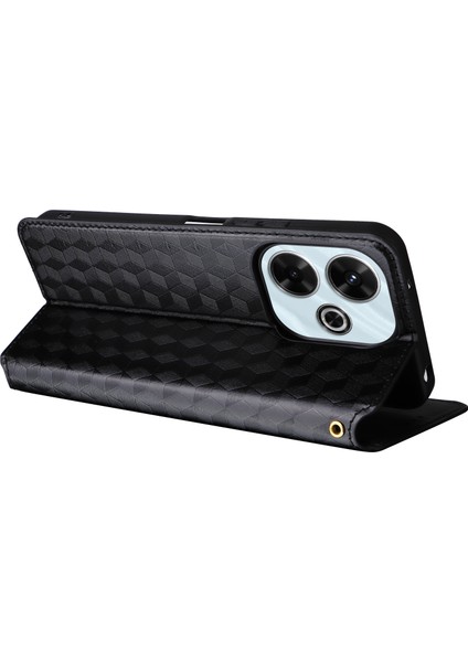 Xiaomi Redmi 13 5g/13 4g Kılıf Manyetik Kapatma Eşkenar Dörtgen Telefon Kapağı-Siyah (Yurt Dışından) fırsatları