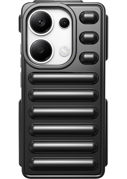 Kapsül Serisi Xiaomi Redmi Note 13 Pro 4g Kılıf Tpu Sağlam Nervürlü Telefon Kapağı-Siyah (Yurt Dışından)