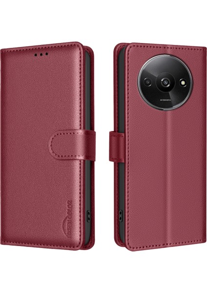 Bınfen Renk Xiaomi Redmi Için A3 Kılıf Anti-Damla Rfıd Engelleme Deri Telefon Kapağı-Kırmızı (Yurt Dışından)