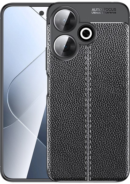 Xiaomi Redmi 13 5g/13 4g Kılıf Litchi Doku Arka Tpu Telefon Kapağı-Siyah (Yurt Dışından)