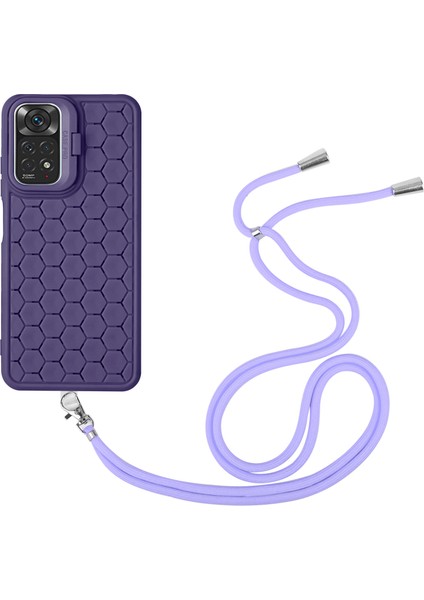 Xiaomi Redmi Note 11 Pro 4g (Mediatek)/note 11 Pro 5g (Qualcomm) Tpu Telefon Kılıfı, Kickstand + Kordon-Mor Için (Yurt Dışından)